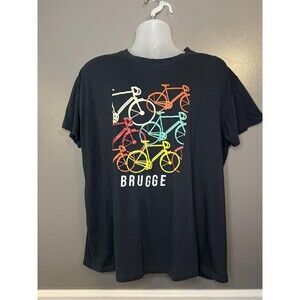 Brugge Belgium Shirt Mens 2XL Black Euro Cycling Bicycle Graphic Tee T-Shirt